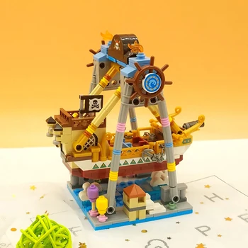 3D модел, мини САМ Блокове, тухли, увеселителен Парк мечти, Пиратски кораб, лодка, детска площадка, архитектурни играчки за деца