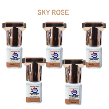 5 Бутилки Новото Лепило Sky Rose за удължаване на мигли, 5 ml, Корейски оригинал, Бързо Време за съхнене, 6-7 седмици, Силно лепило за Удължаване на мигли