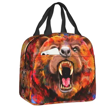 Angry Bear Обяд-бокс Многофункционален Топло Охладител Термоизолированная чанта за обяд за жени Училищна Работна Чанта за пикник Преносими чанти-тоут