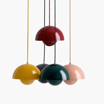 Led модерен окачен лампа с полукръгла цветисти bouton, тавана лампа североевропейского датски дизайн, ресторанная полилей