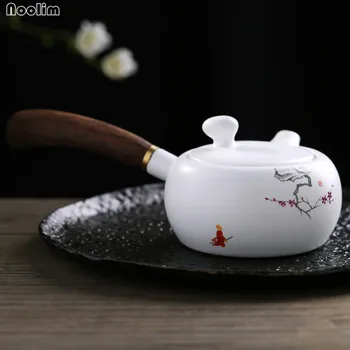 NOOLIM, ръчно рисувани, кана с шарките на цвете сливи, матови бели порцеланови чайници, висококачествен китайски офис чайник кунг-фу