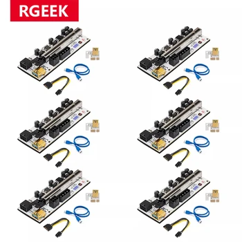 RGeek PCIE Странично най-Новият VER010-X PCI-E Risers 010 PCI Express Странично Карта от 1x до 16x USB 3.0 SATA до 6Pin Адаптер Удължител на храна
