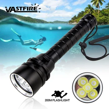 VastFire 5000LM led фенерче за гмуркане с бяла светлина, UV фенерче за гмуркане, водоустойчив IPX8, подводен 100 м, алуминиев