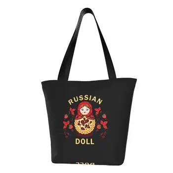 Баба Matryoshka, руска кукла, Чанта за пазаруване в хранителни магазини, модни печат, холщовая чанта за пазаруване, чанта през рамо, Чантата е с Голям Капацитет