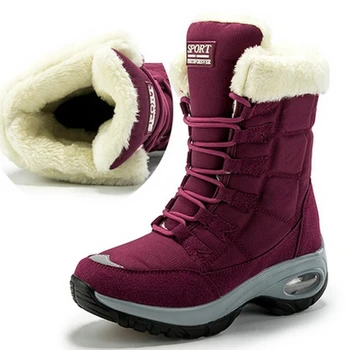 Дамски обувки големи размери на платформата високо качество, запазването на топлина, зимните обувки на равна подметка, водоустойчива удобна утепленная зимни обувки за жени