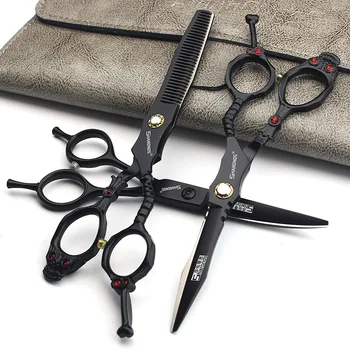 Класически фризьорски ножици с подшипником, 6-инчов плосък ножици, зубоврачебные ножици, набор от фризьорски ножици, извити под формата на глоба върба