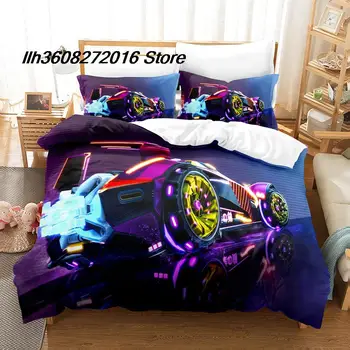 Комплект спално бельо Rainbow Racing за единично легло Twin Full Queen King Size, Комплект спално бельо за спалня тийнейджър, 3D Аниме, комплект чаршафи