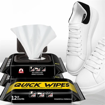 Кърпички за почистване за Еднократна употреба, бели, Инструмент за почистване на обувки, Полезен Бързо търкане, Бързосъхнеща кърпа за почистване на спортни обувки