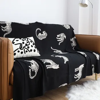 Луксозно жаккардовое одеало за диван с леопардовым принтом, битови покривки за легла, покривки за дивана в хола, клетчатое покривки