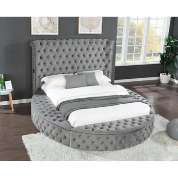 Модерен дизайн, голямо легло за съхранение с кичурите, рамка от масивно дърво, таблата и степенка от нежната тъкан с гребен