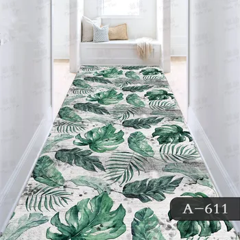 Модерен килим за хол, Голям зелен лист, Дълъг коридор, килими за коридор, интериор за спални, Противоскользящий Кухненски мат, половичок