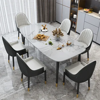 Модерна проста и луксозна всекидневна, мраморна, цялата разтегателен маса, маса за хранене, стол, комбинирана мебели