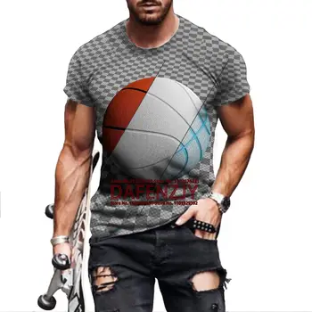 Мъжка тениска, тениски с къс ръкав, блузи с 3D баскетбольным принтом, лятна мода ежедневни тениска