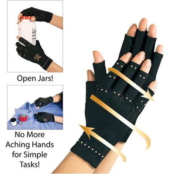 Нова 1 чифт маркови медни ръкавица за ръцете при артрит, терапевтични компресия ръкавици, мъжки и дамски ръкавици за циркулацията на кръвта при артрит