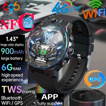 Новата 4G GPS Wifi Смарт часовник 6 + GB 128 GB С Двойна Камера, Спортни, Мъжки, със Сини Зъб, 24 Часа, Умни Часовници с Сърдечния Ритъм, Женски, с Двойна Система, Музика, NFC