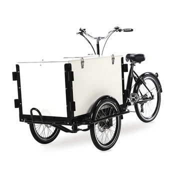 Ретро електрически товар под наем с мощност 250 W, товарен триколка с един педал, триколка велосипеден кутия с капак на дървена SLS-0006