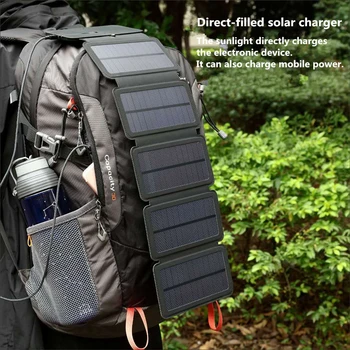 Сгъваеми слънчеви батерии T40 Sun мощност 10 W, зарядно устройство с USB изход, 5 В 2.1 A, преносими слънчеви панели за смартфони