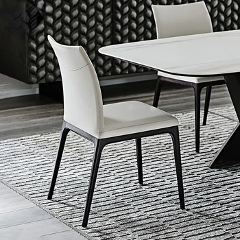 Трапезария стол Модерен минималистичен домашен стол с облегалка за всекидневната, конферентни зали, италиански изчистен скандинавски стол от масивно дърво