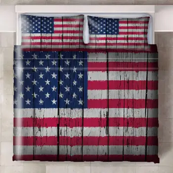 Флаг на страната на САЩ, Великобритания, 3 бр./компл. Комплект спално бельо, Чаршаф, детска стая, Чаршаф, Калъфка за възглавница, Комплект спално бельо