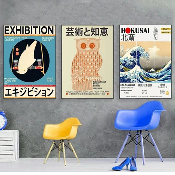 Японски принт на платно Кацусика Хокусай Уникална изложба плакат Пътуване Япония Живопис, Стенни картини за вашия интериор дневна